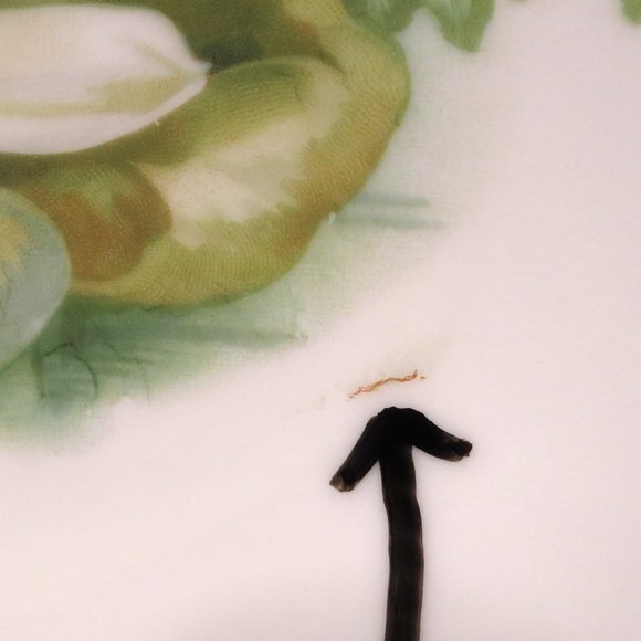 Vegetable Serving Bowl White Water Lilies 8.5 in Germany Signed Genicond - Picture 6 of 8